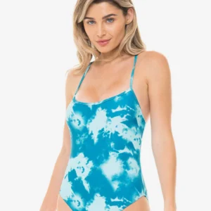 Shape Teal Tie Dye Scoop Neck Swimsuit